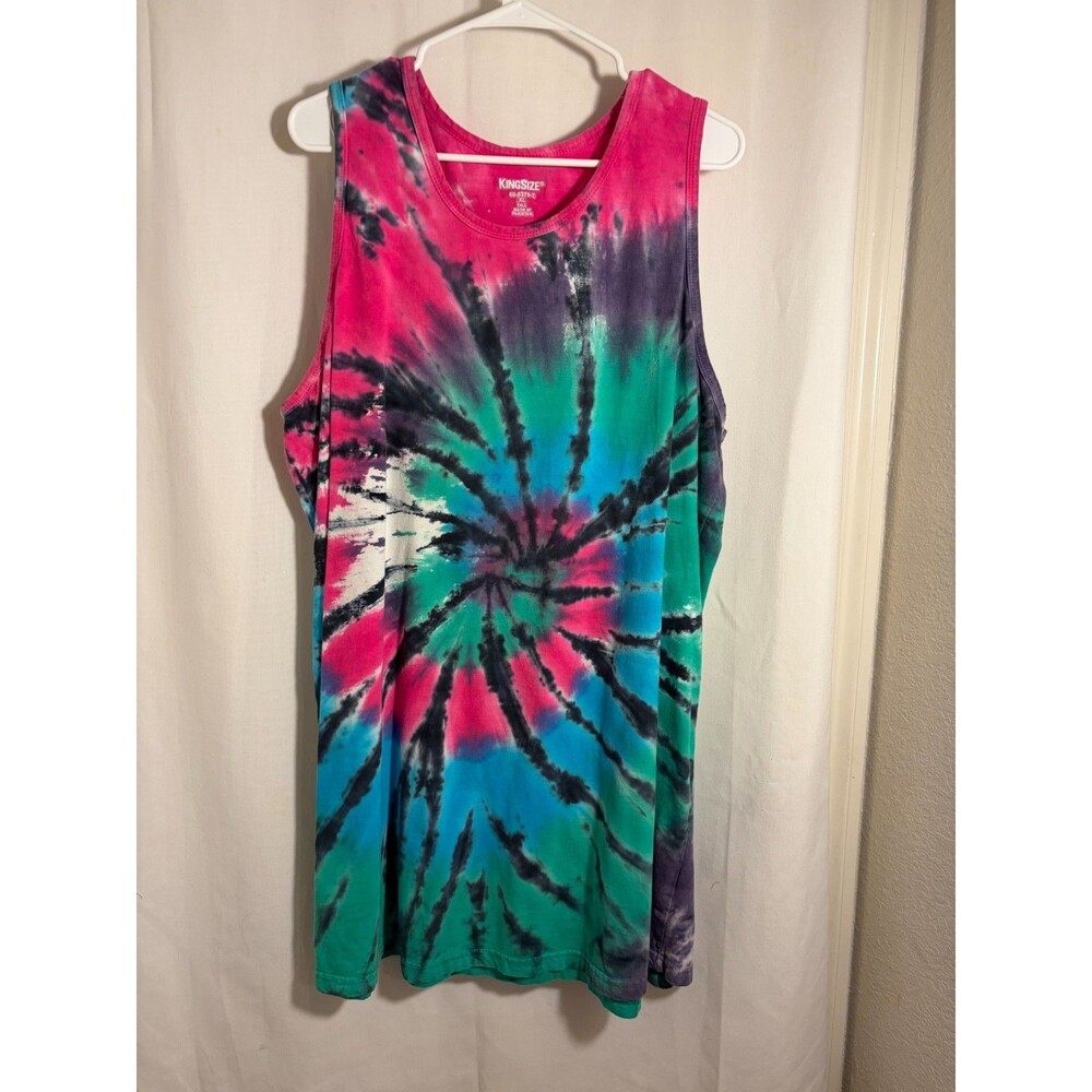 KingSize Tie‑Dye Sleeveless Tank Top – Spiral Multicolor – XL Tall